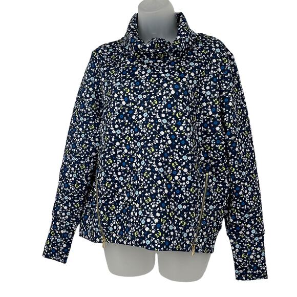 ADDISON BAY Everyday Pullover Courtside Multi Blue Turtle Neck Bottom Zip XS NEW - Picture 6 of 15